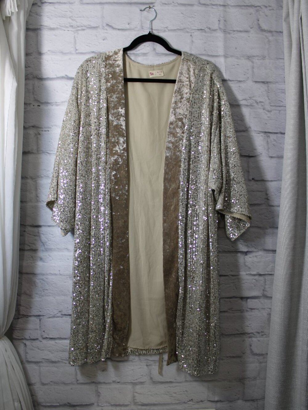 SO XL/XXL Silver Sequin Cover Up Kimono Jacket Dressy Casual Evening Wedding